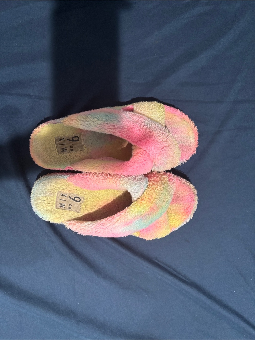 Cozy Plush Rainbow Slip-On Slippers - Size 6